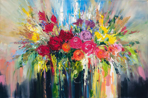 'Full Of Flowers'Hand Embellished Canvas Print - Limited Edition