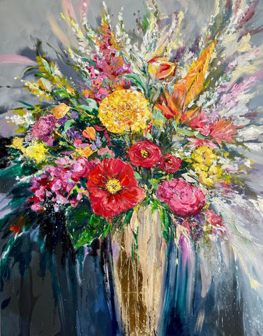 ‘Flowers In Gold Vase’
