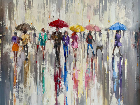 'Winter In the City' Hand Embellished Limited Edition Print on Canvas