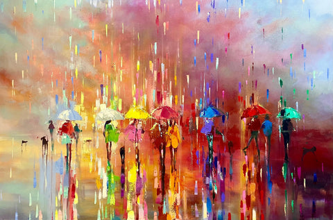 'Beach In Colour' Oil Painting