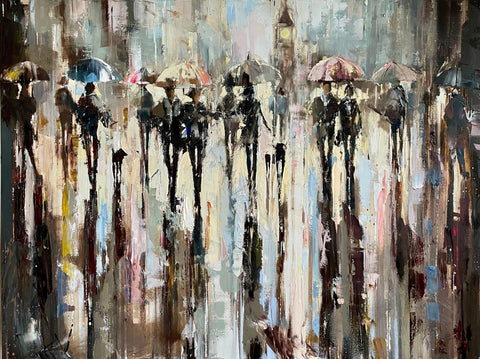 Lights In London Mixed Media Painting