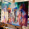 ‘Rainy Stroll’ Mixed Media Painting