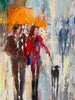 ‘Rainy Stroll’ Mixed Media Painting