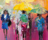 'Afternoon Sun' Limited Edition Print - Eva Czarniecka Umbrella Oil paintings Rain London Streets Pallets Knife Limited Edition Prints Impressionism Art Contemporary