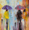 'Autumn in Westminster', 2015 Limited Edition Print - Eva Czarniecka Umbrella Oil paintings Rain London Streets Pallets Knife Limited Edition Prints Impressionism Art Contemporary