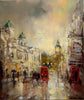 'London Winter', 2015 Contemporary Limited Edition Print - Eva Czarniecka Umbrella Oil paintings Rain London Streets Pallets Knife Limited Edition Prints Impressionism Art Contemporary