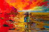 'Allure Of The Sea', 2016 oil on canvas - Eva Czarniecka Umbrella Oil paintings Rain London Streets Pallets Knife Limited Edition Prints Impressionism Art Contemporary