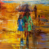 'Allure Of The Sea', 2016 oil on canvas - Eva Czarniecka Umbrella Oil paintings Rain London Streets Pallets Knife Limited Edition Prints Impressionism Art Contemporary
