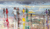 'Beach Explorers' 2016 Oil on Canvas, Ready to Hang - Eva Czarniecka Umbrella Oil paintings Rain London Streets Pallets Knife Limited Edition Prints Impressionism Art Contemporary