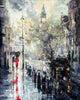 'London in The Rain' , 2016 Oil on Canvas Ready To Hang - Eva Czarniecka Umbrella Oil paintings Rain London Streets Pallets Knife Limited Edition Prints Impressionism Art Contemporary