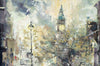 'London in The Rain' , 2016 Oil on Canvas Ready To Hang - Eva Czarniecka Umbrella Oil paintings Rain London Streets Pallets Knife Limited Edition Prints Impressionism Art Contemporary