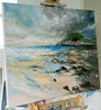 'Snowy Clouds at Mumbles' (2016) Oil Painting Ready To Hang - Eva Czarniecka Umbrella Oil paintings Rain London Streets Pallets Knife Limited Edition Prints Impressionism Art Contemporary