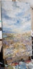 'Lavender Summer' Original Oil on Canvas Ready to Hang - Eva Czarniecka Umbrella Oil paintings Rain London Streets Pallets Knife Limited Edition Prints Impressionism Art Contemporary