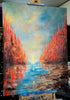 'Chasing Time' (2016) - Eva Czarniecka Umbrella Oil paintings Rain London Streets Pallets Knife Limited Edition Prints Impressionism Art Contemporary
