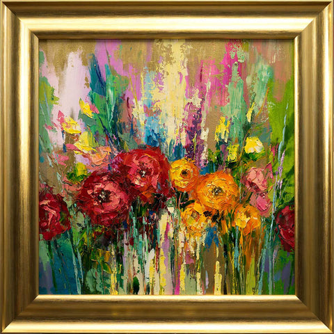 'Spring Garden' Original Oil on Canvas, Ready to Hang Ideal Gift or Home Decor - Eva Czarniecka Umbrella Oil paintings Rain London Streets Pallets Knife Limited Edition Prints Impressionism Art Contemporary