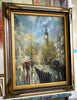 'Rainy London' Original Oil Painting on Canvas Ready to Hang, Framed - Eva Czarniecka Umbrella Oil paintings Rain London Streets Pallets Knife Limited Edition Prints Impressionism Art Contemporary