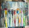 'Evening Lights' 2017) Oil Picture Ready To Hang - Eva Czarniecka Umbrella Oil paintings Rain London Streets Pallets Knife Limited Edition Prints Impressionism Art Contemporary
