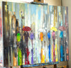 'London Lights' Modern Oil Painting, Canvas Ready to Hang,Reserved - Eva Czarniecka Umbrella Oil paintings Rain London Streets Pallets Knife Limited Edition Prints Impressionism Art Contemporary