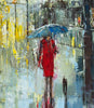 'Notting Hill-London' (2017) Oil Picture Ready to Hang - Eva Czarniecka Umbrella Oil paintings Rain London Streets Pallets Knife Limited Edition Prints Impressionism Art Contemporary