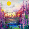 'Sunrise by the Lake II' (2017) Oil on Canvas, Framed,Ready to Hang - Eva Czarniecka Umbrella Oil paintings Rain London Streets Pallets Knife Limited Edition Prints Impressionism Art Contemporary