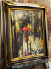 'City at Night' (2017) Oil Painting on Canvas Ready to Hang, Framed - Eva Czarniecka Umbrella Oil paintings Rain London Streets Pallets Knife Limited Edition Prints Impressionism Art Contemporary