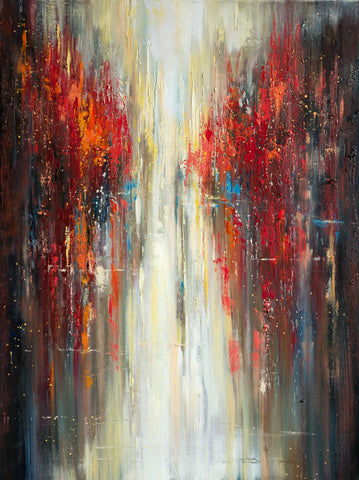 'The Dream' (2017) Large Oil  on Canvas Ready To Hang - Eva Czarniecka Umbrella Oil paintings Rain London Streets Pallets Knife Limited Edition Prints Impressionism Art Contemporary
