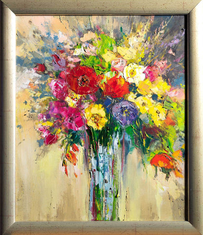 'Summer' (2017) Oil Painting on Canvas Ready to Hang, Framed - Eva Czarniecka Umbrella Oil paintings Rain London Streets Pallets Knife Limited Edition Prints Impressionism Art Contemporary