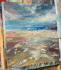 'Three Cliffs Bay' Oil Picture Ready To Hang - Eva Czarniecka Umbrella Oil paintings Rain London Streets Pallets Knife Limited Edition Prints Impressionism Art Contemporary