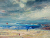 'Three Cliffs Bay' Oil Picture Ready To Hang - Eva Czarniecka Umbrella Oil paintings Rain London Streets Pallets Knife Limited Edition Prints Impressionism Art Contemporary