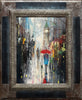 'Evening Stroll in Westminster'  (2017) Oil Painting on Canvas Framed Ready to Hang - Eva Czarniecka Umbrella Oil paintings Rain London Streets Pallets Knife Limited Edition Prints Impressionism Art Contemporary