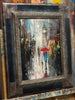 'Evening Stroll in Westminster'  (2017) Oil Painting on Canvas Framed Ready to Hang - Eva Czarniecka Umbrella Oil paintings Rain London Streets Pallets Knife Limited Edition Prints Impressionism Art Contemporary