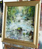 'River Afon Twrch' Oil on Canvas, Ready to Hang - Eva Czarniecka Umbrella Oil paintings Rain London Streets Pallets Knife Limited Edition Prints Impressionism Art Contemporary