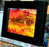'Breaking Light' (2017) Acrylic On Canvas Framed Ready to Hang - Eva Czarniecka Umbrella Oil paintings Rain London Streets Pallets Knife Limited Edition Prints Impressionism Art Contemporary