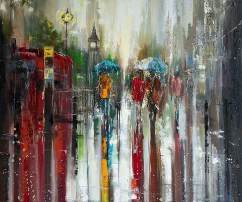 'Love Affair in London' Hand Embellished Print on Canvas