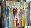 'Ocean Rain' Oil Painting on Canvas Ready to Hang - Eva Czarniecka Umbrella Oil paintings Rain London Streets Pallets Knife Limited Edition Prints Impressionism Art Contemporary