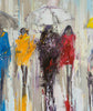 'Ocean Rain' Oil Painting on Canvas Ready to Hang - Eva Czarniecka Umbrella Oil paintings Rain London Streets Pallets Knife Limited Edition Prints Impressionism Art Contemporary