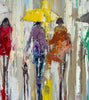 'Ocean Rain' Oil Painting on Canvas Ready to Hang - Eva Czarniecka Umbrella Oil paintings Rain London Streets Pallets Knife Limited Edition Prints Impressionism Art Contemporary