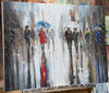 'Winter Escape II' Oil Painting (Commission/Reserved for Kath) - Eva Czarniecka Umbrella Oil paintings Rain London Streets Pallets Knife Limited Edition Prints Impressionism Art Contemporary