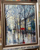 London At Dusk (2017) Oil Painting on Canvas Framed Ready to Hang - Eva Czarniecka Umbrella Oil paintings Rain London Streets Pallets Knife Limited Edition Prints Impressionism Art Contemporary