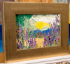 'Lavender Sun' to hang Oil on Canvas Board - Eva Czarniecka Umbrella Oil paintings Rain London Streets Pallets Knife Limited Edition Prints Impressionism Art Contemporary
