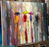 'Out in The Rain' Oil Painting Ready To Hang - Eva Czarniecka Umbrella Oil paintings Rain London Streets Pallets Knife Limited Edition Prints Impressionism Art Contemporary
