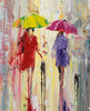 'Out in The Rain' Oil Painting Ready To Hang - Eva Czarniecka Umbrella Oil paintings Rain London Streets Pallets Knife Limited Edition Prints Impressionism Art Contemporary