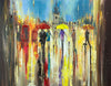 2 x Oil Painting Commission for Linsey - Eva Czarniecka Umbrella Oil paintings Rain London Streets Pallets Knife Limited Edition Prints Impressionism Art Contemporary