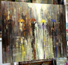 'Autumn Reflections' (2017) Large Oil Painting - Eva Czarniecka Umbrella Oil paintings Rain London Streets Pallets Knife Limited Edition Prints Impressionism Art Contemporary