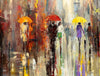 'AUTUMN REFLECTIONS' Hand Embellished Limited Edition Print on Canvas - Eva Czarniecka Umbrella Oil paintings Rain London Streets Pallets Knife Limited Edition Prints Impressionism Art Contemporary  