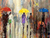 'Autumn Reflections', 2015 Limited Edition Print Ready To Hang - Eva Czarniecka Umbrella Oil paintings Rain London Streets Pallets Knife Limited Edition Prints Impressionism Art Contemporary  