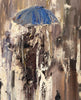 'Of Dark and Light' Large oil Painting Ready to Hang Reserved - Eva Czarniecka Umbrella Oil paintings Rain London Streets Pallets Knife Limited Edition Prints Impressionism Art Contemporary