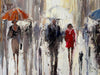 'Of Dark and Light' Large oil Painting Ready to Hang Reserved - Eva Czarniecka Umbrella Oil paintings Rain London Streets Pallets Knife Limited Edition Prints Impressionism Art Contemporary
