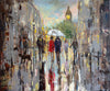 'Out for a Walk' Oil Painting on Canvas, Ready to Hang - Eva Czarniecka Umbrella Oil paintings Rain London Streets Pallets Knife Limited Edition Prints Impressionism Art Contemporary