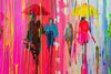 'Buzzing Street' Acrylic Painting Ready To Hang - Eva Czarniecka Umbrella Oil paintings Rain London Streets Pallets Knife Limited Edition Prints Impressionism Art Contemporary